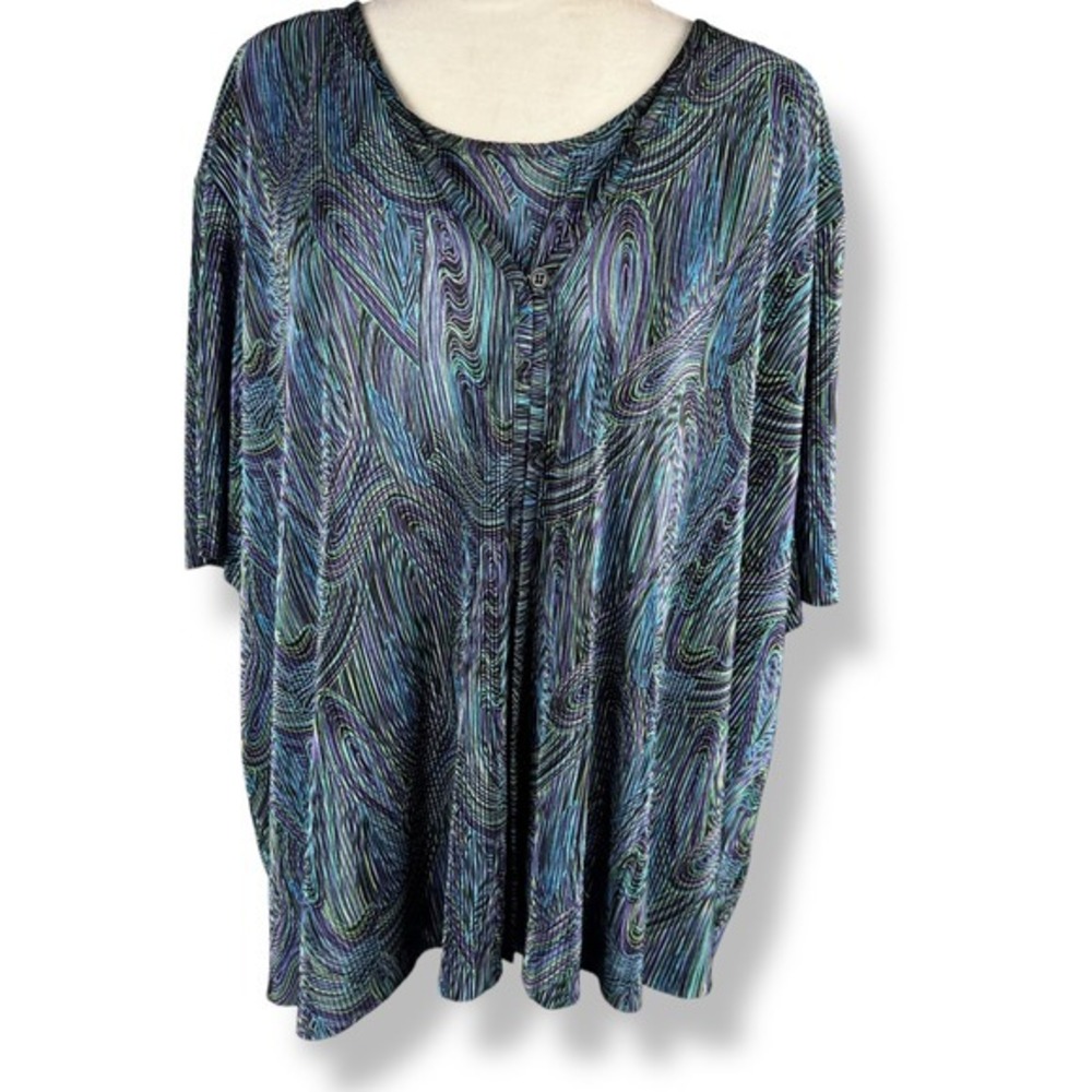 Y2K Womens Abstract Tunic Top Plus Size 2X Funky Edgy‎ Artsy Edgy Retro Indie